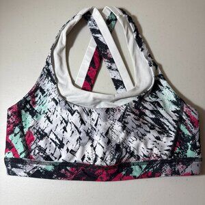 Lululemon Stuff Your Bra Tofino Scribble White Multi Sz 6 Sports Bra